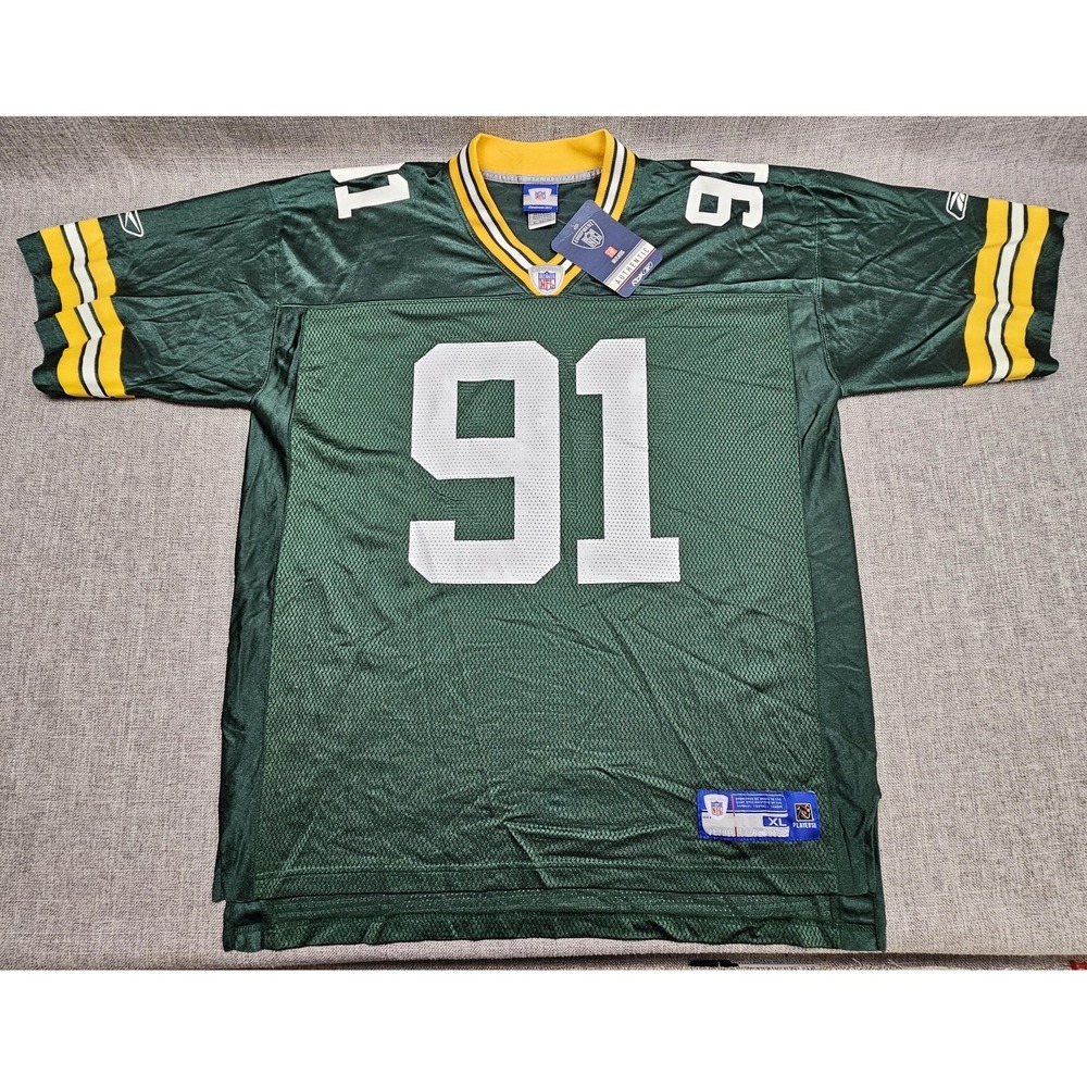 Green Bay Packers Jersey Mens XL Green NFL Football Reebok Harell 91 Error New